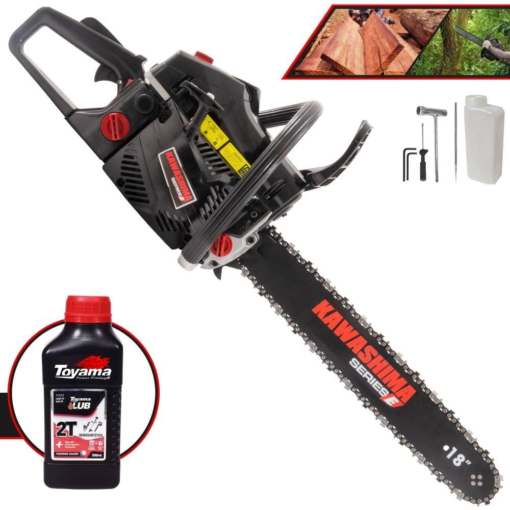 Motosserra Motor Serra KCS580E Kawashima À Gasolina Motor 2T 54cc Sabre 18’` de Fácil Manuseio Ideal Para Corte de Lenha + ÓLEO TOYAMA
