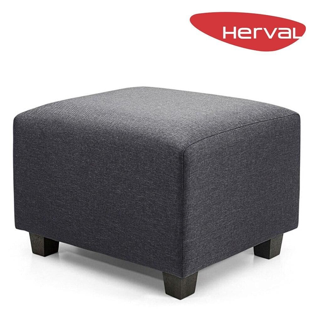 Puff Retangular Herval Clean, Linho Grafite 58 cm