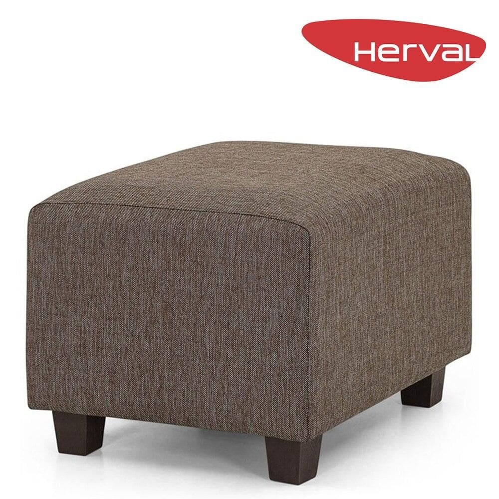 Puff Retangular Herval Clean, Linho Marrom 58 cm