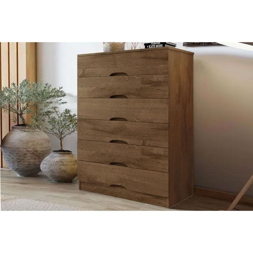 Cômoda Solteiro Sevilha c/ 6 Gavetas Braúna - Europa