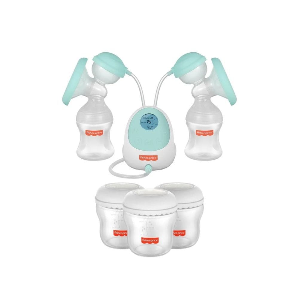 Kit Bomba de Leite Eletrica Dupla Fisher Price + 3 Frascos pra Armazenar Leite - BB1224K