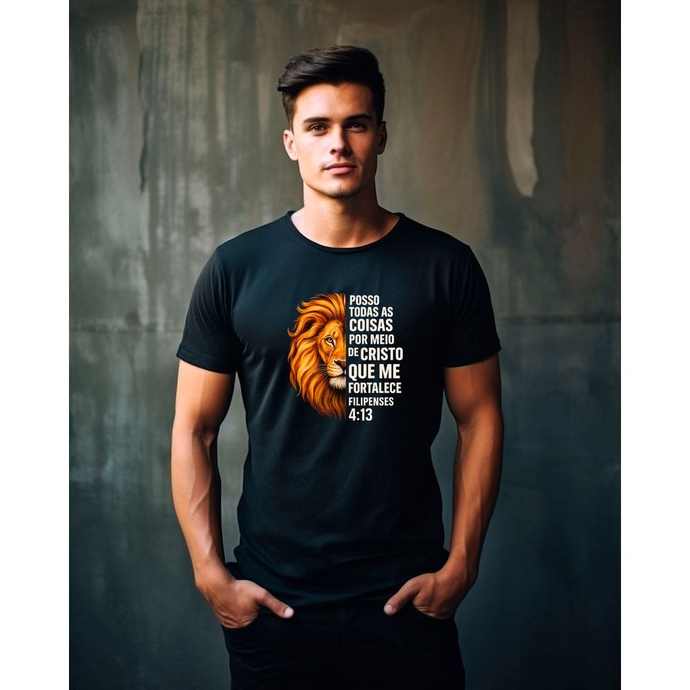 Camiseta Masculina Estampa Bíblica Versiculo Filipenses 4:13 100% Algodão: Super Lançamento 2025