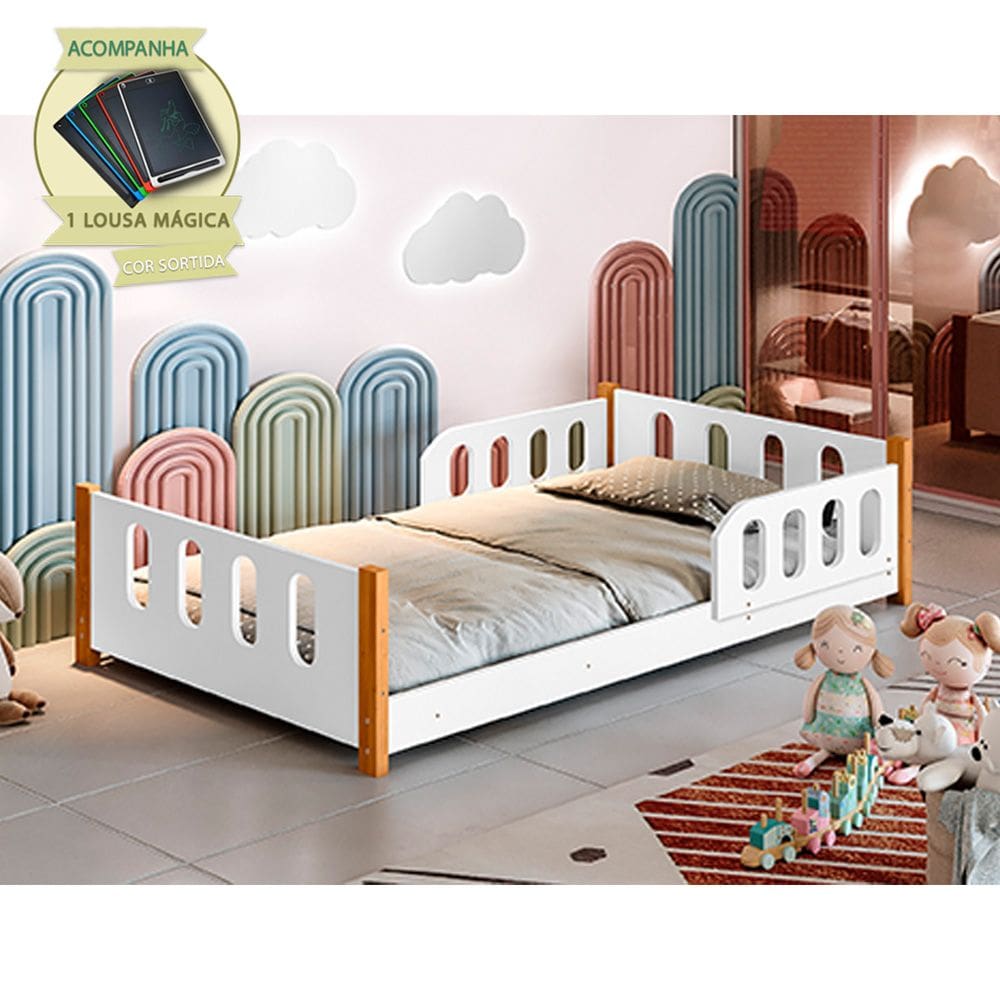 Minicama de Criança Infantil Juvenil Camila - Branca Incluso Lousa Mágica