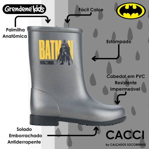 Bota Galocha Infantil Menino Impermeável Batman Ponto