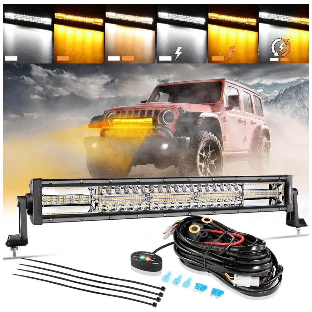 Barra LED Offroad com 12000 Lúmens e 2 Cores de Luz, 120W, Auxbeam, Preto