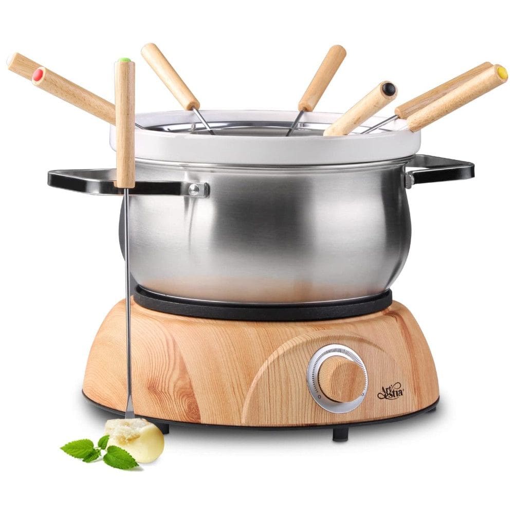 Panela de Fondue Elétrica com 8 Gfos Aço Inoxidável, 1500W, 110v, ARTESTIA AR 89008, Bege