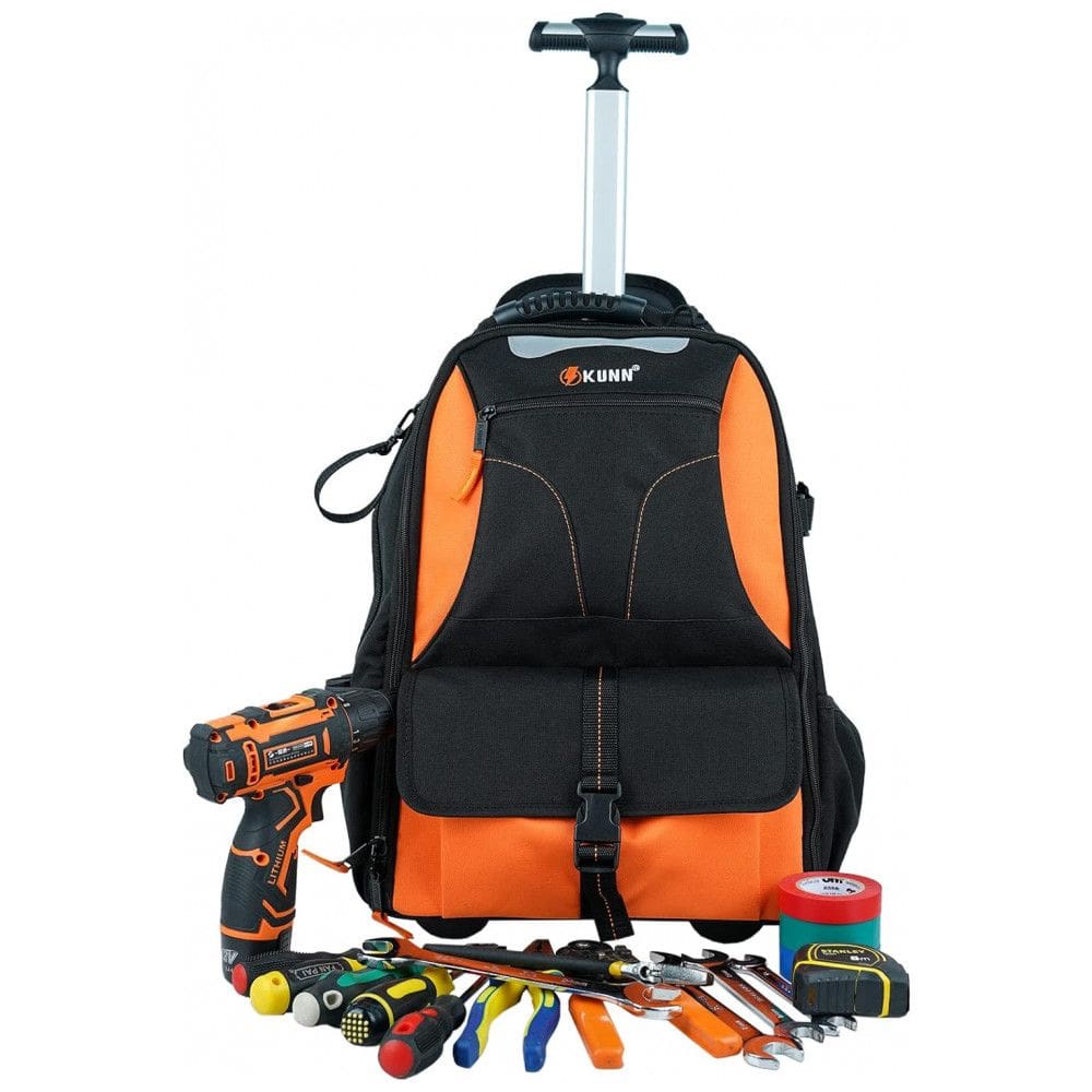 Bolsa de Ferramentas Organizadora com Rodas e 37 Compartimentos, KUNN, Laranja