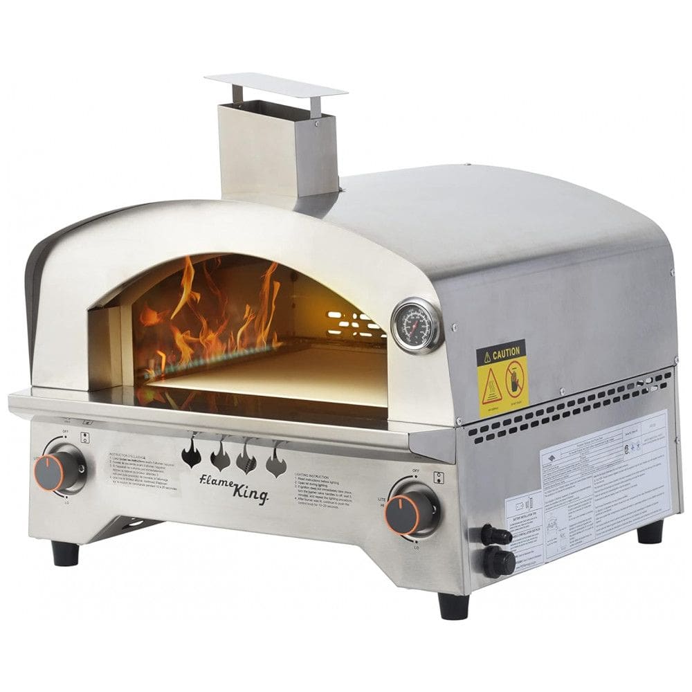Forno de Pizza a Gás Portátil Aço Inoxidável, Flame King, Prata