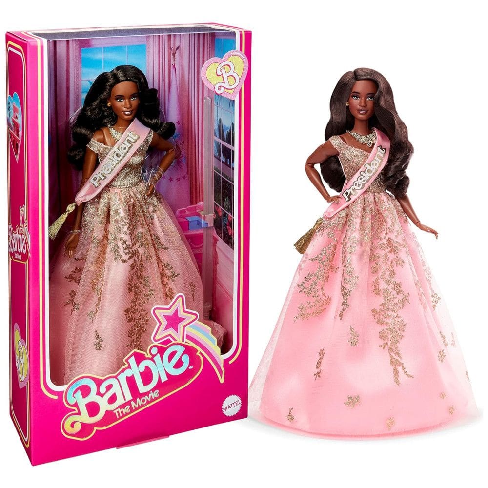 Boneca Barbie Presidente Colecionável com Vestido Rosa e Dourado Cintilante, Barbie