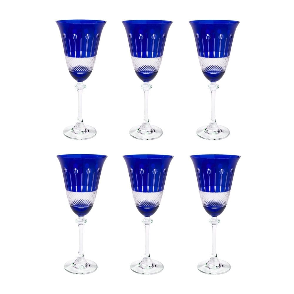 Cj 6 Taças de Cristal P/Champanhe Cobalt Alexandra Asio 350ml Bohemia