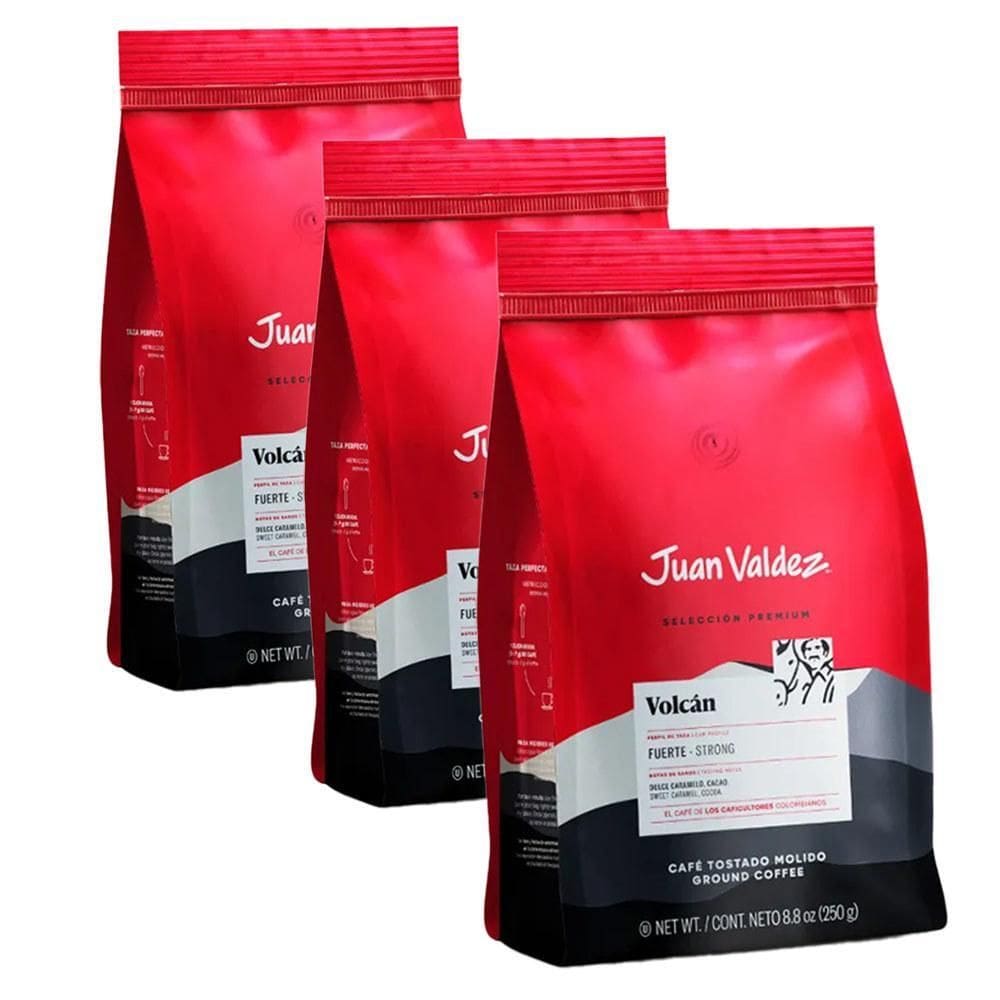Café Colombiano Juan Valdez Volcán Kit 3 Pacotes De 250G