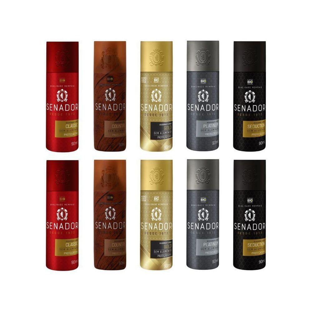 Kit 10 Desodorante Senador Classic+Country+Gold+Plat+Sed