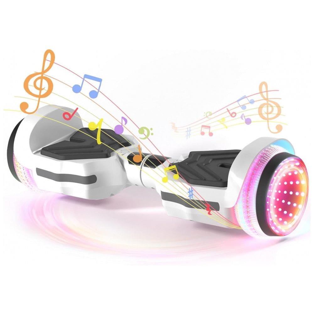 Hoverboard SIMATE com Luzes de LED Coloridas, Alto-falantes Bluetooth e App, Motores Duplos de 250W, Velocidade Máxima de 13,7 km/h
