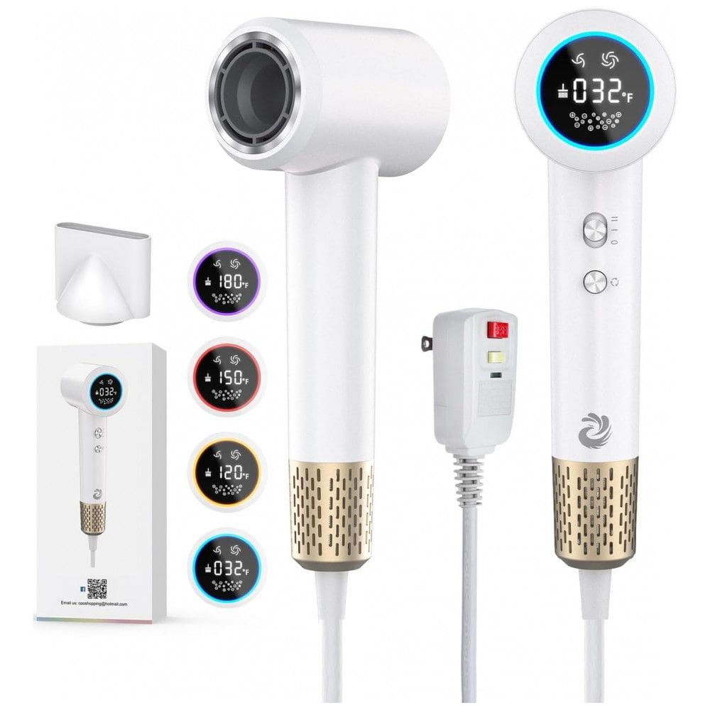 Secador de Cabelo KARFUN Plasma, 1500W com Tecnologia de Íons Positivos e Negativos, Display de LED, 5 Temperaturas 2 Velocidades