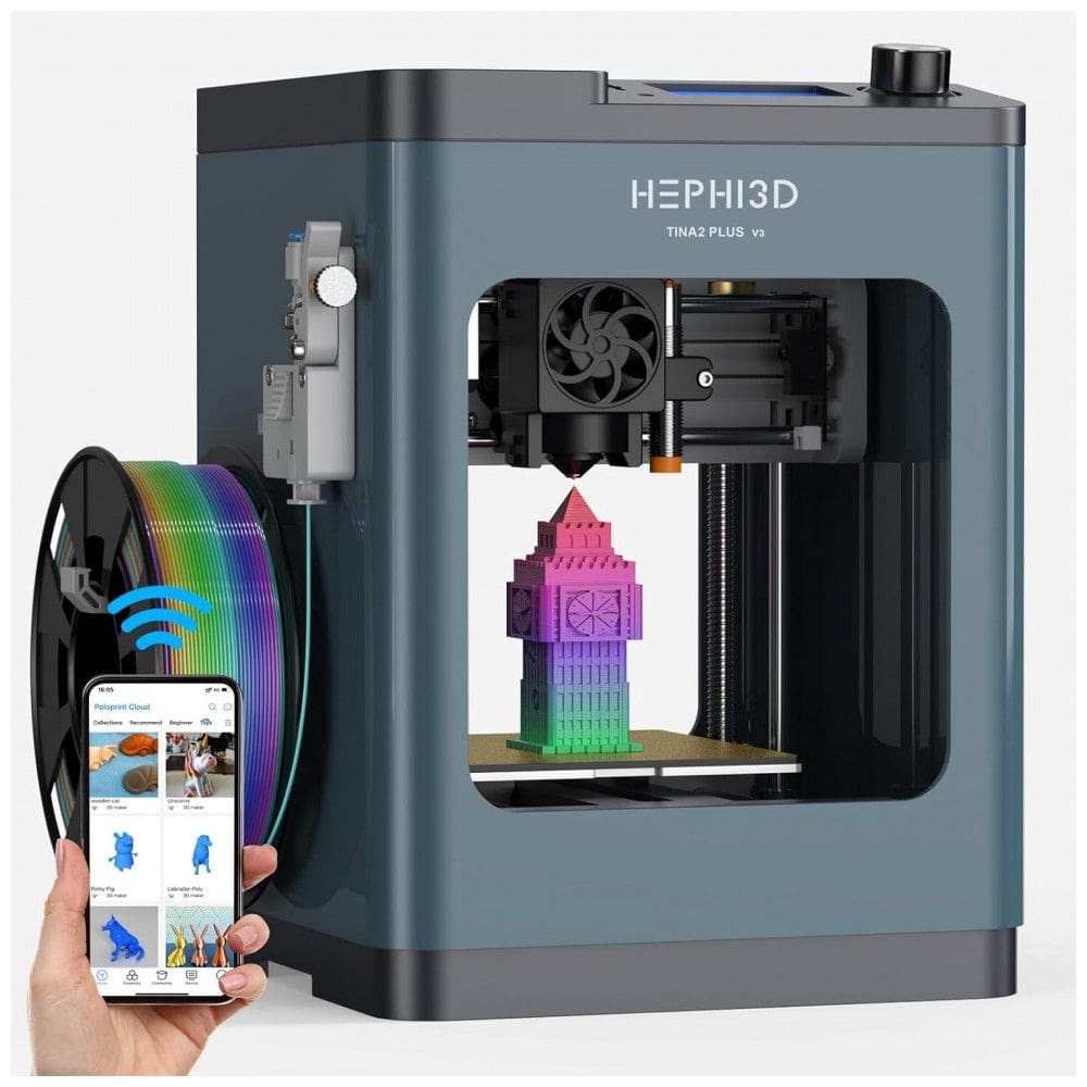 Impressora 3D Tina2Plus, HEPHI3D 250mms de Alta Velocidade, Totalmente de Código Aberto, Auto Nivelamento, WiFi - Montagem Fácil para