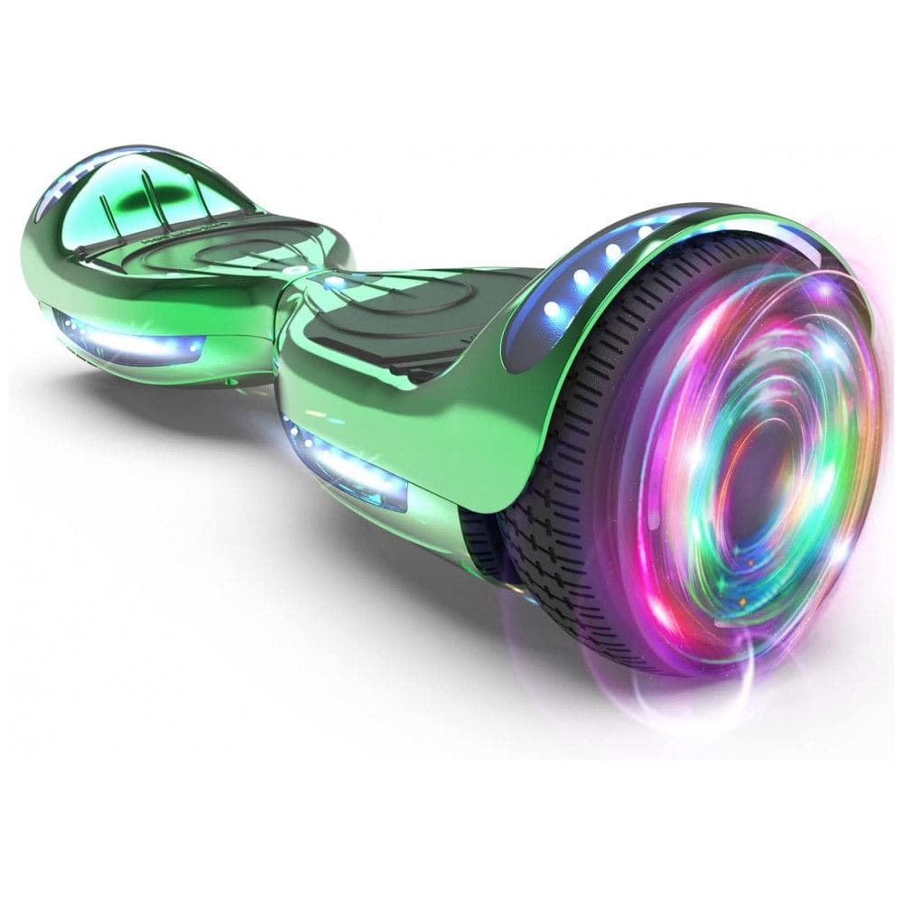Hoverboard HOVERSTAR HS2.01 Bluetooth Flash Wheel 6,5” Verde Cromado com Luzes LED para Crianças e Adultos