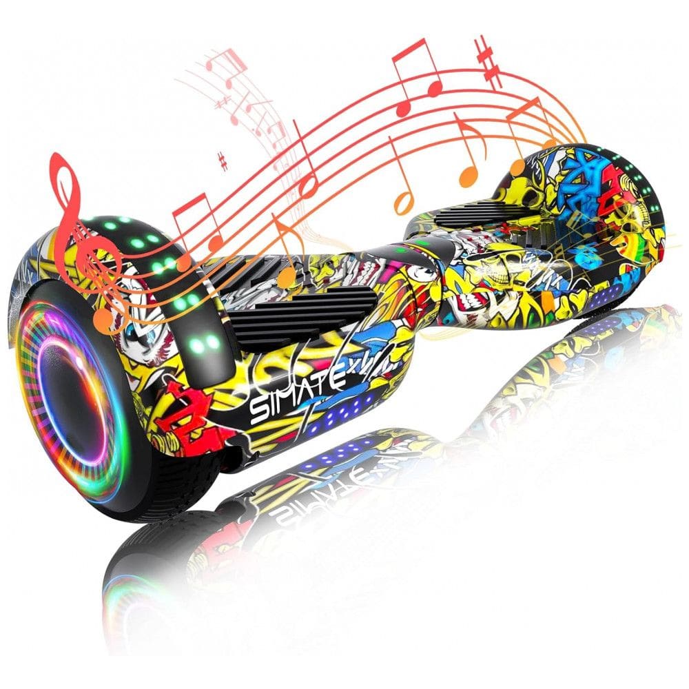 Hoverboard SIMATE Grafite com Bluetooth, Luzes de LED e Controle por App – Crianças e Adultos