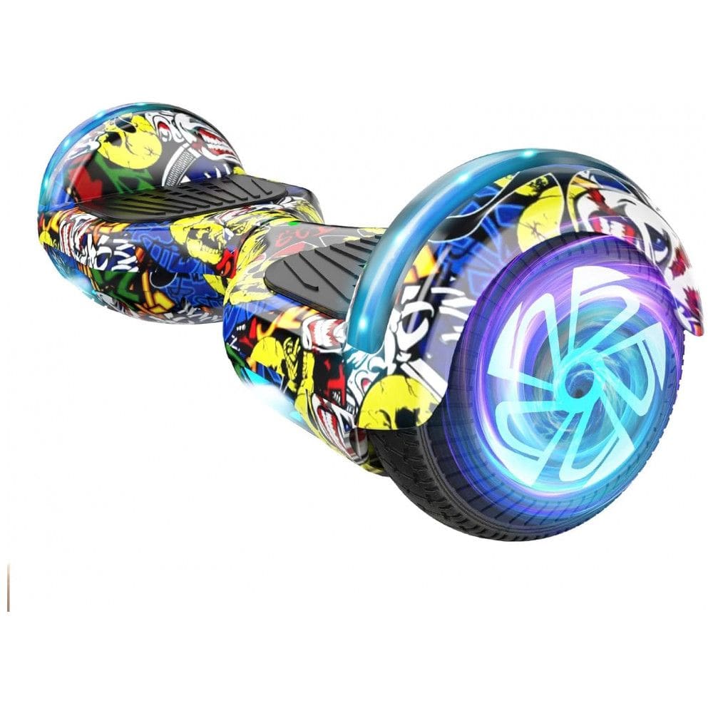 Hoverboard Auto Balanceante SISIGAD 6,5” S1 Verde Carbono com Alto-Falante Bluetooth e Rodas LED Coloridas para Crianças de 6 a 12 Anos