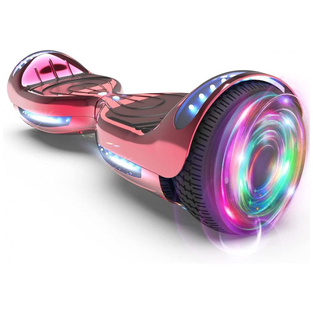 Hoverboard Certificado HS2.01 Cromado Vermelho com Rodas LED Flash, Bluetooth e Luzes LED