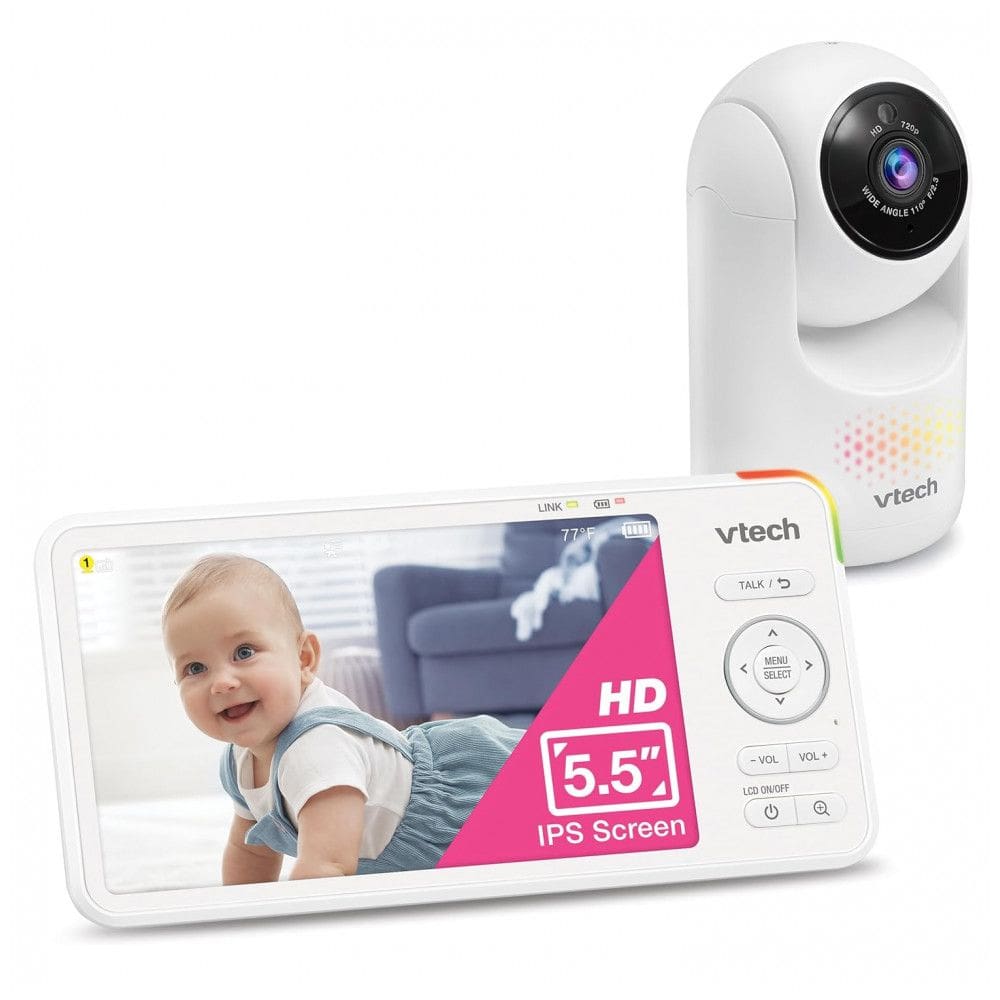 Babá Eletrônica para Bebê VTech 13 cm IPS 720P com Câmera e Áudio, Giro, Inclinação, Zoom, Luz Noturna, Conversa Bidirecional