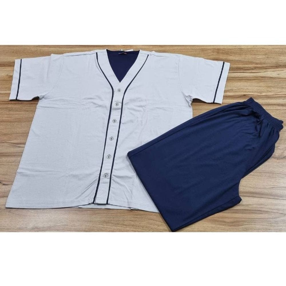 Pijama Masculino Manga Curta Com Calça 100% Algodão