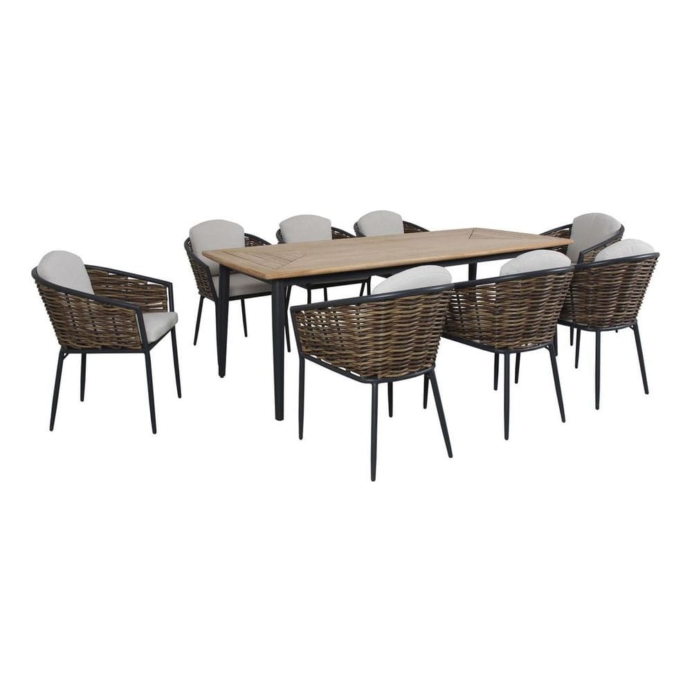 Conjunto De Jantar 9 Pecas Teca E Aluminio 8 Pessoas