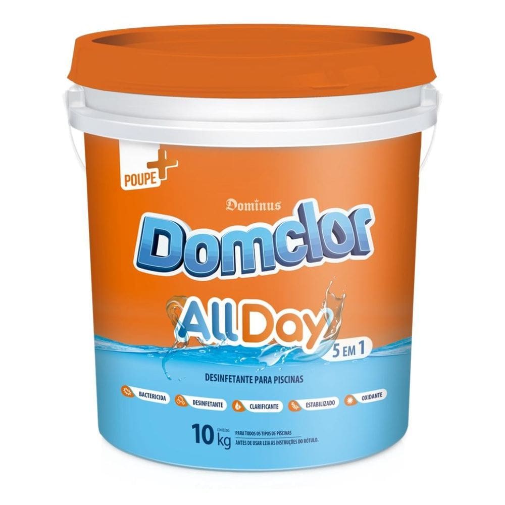 Cloro Allday Domclor 5 Em 1 Para Piscinas Balde 10Kg