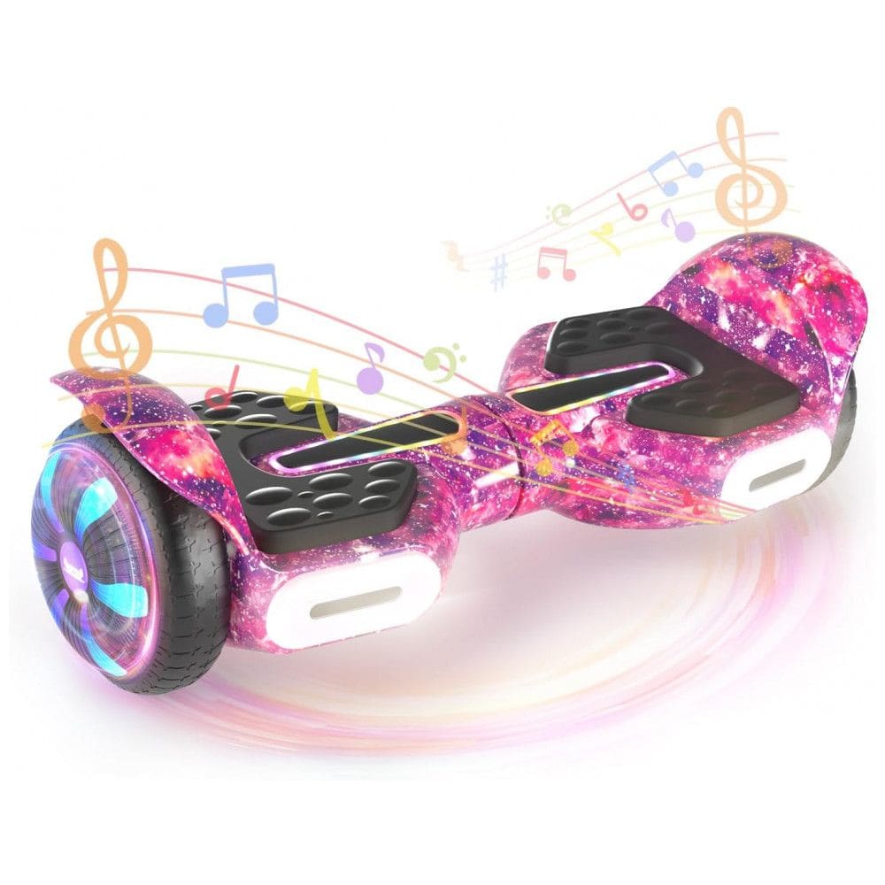 Hoverboard SIMATE Roxo Galáxia 6,5” com Bluetooth, Luzes LED e Certificação UL2272 – Até 13,7 km/h, Autonomia de 12,8 km