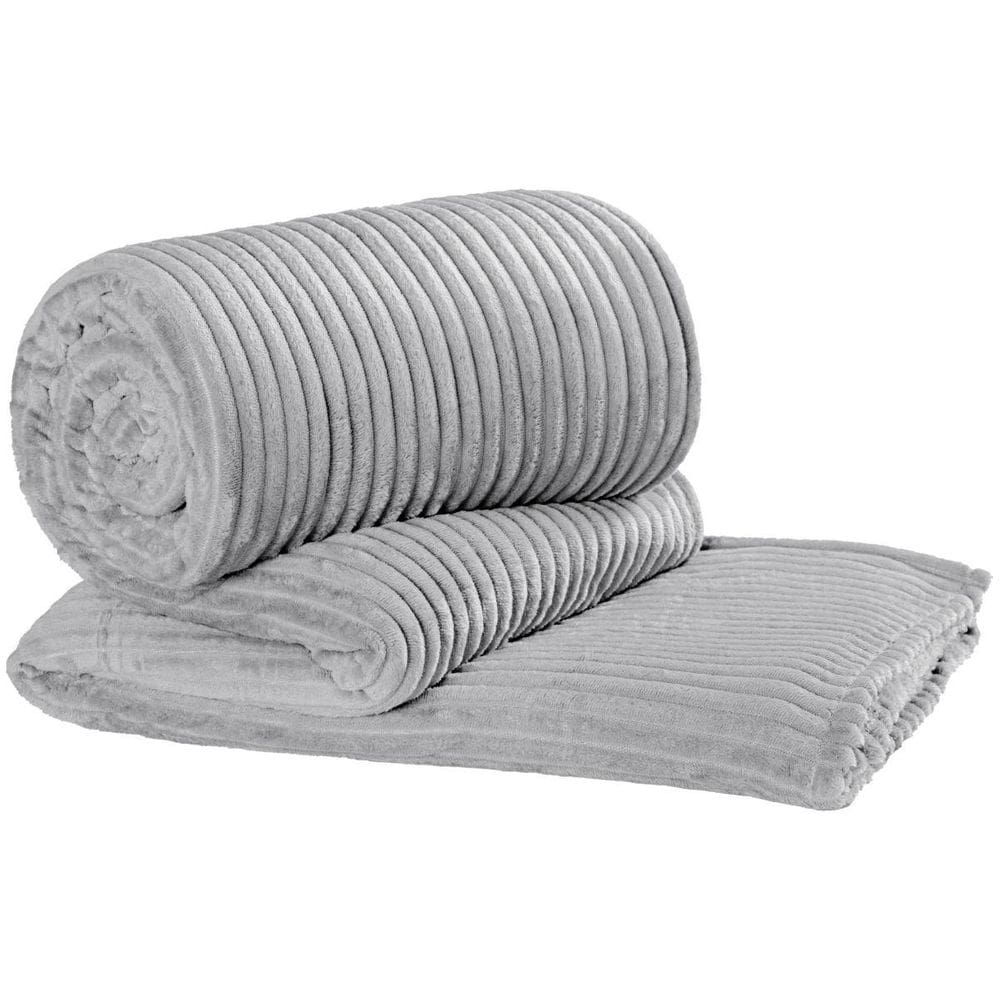 Cobertor Casal Queen Grosso Layla Canelada Cinza