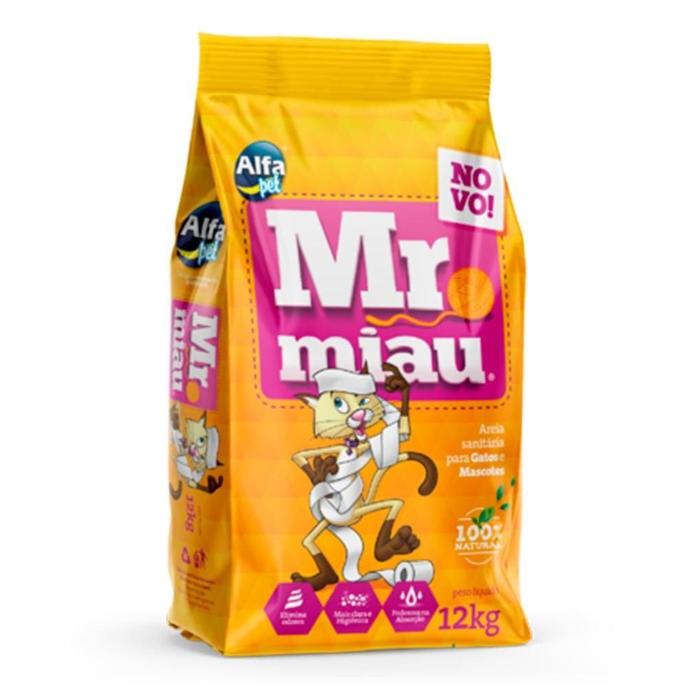 Areia Higiênica Para Gatos Mr. Miau 12Kg