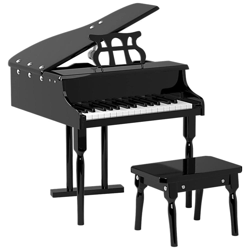 Piano de Cauda Infantil com 30 Teclas, Suporte para Partitura e Banco, HONEY JOY, Preto
