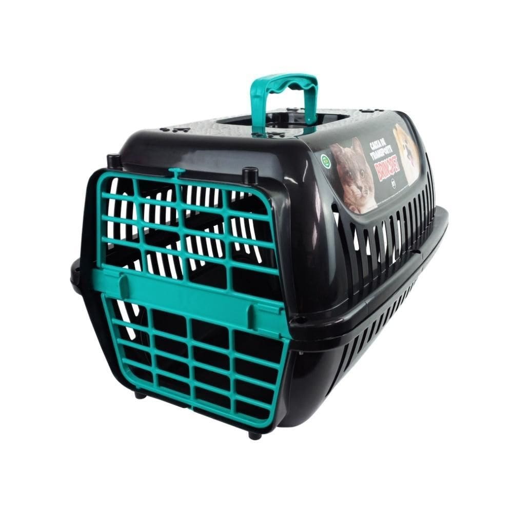 Caixa De Transporte Pet Premium Nº 1 Preto E Verde Tiffany