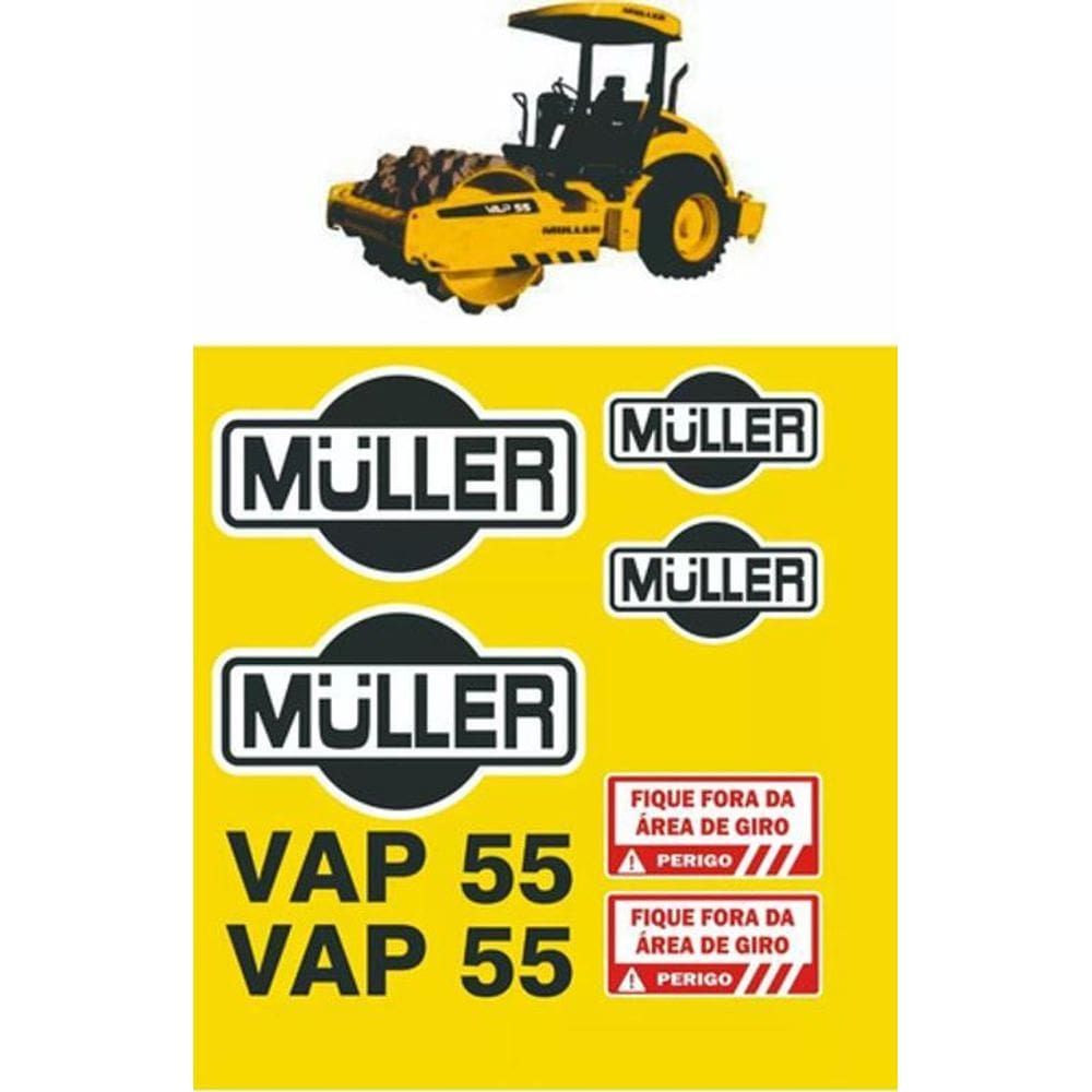 Kit Adesivos Rolo Compactador Mller Vap 55