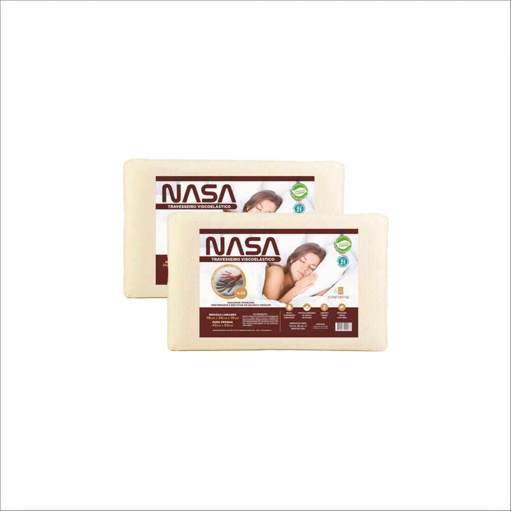 Kit2 Travesseiro Grande Antialérgico Viscoelástico Nasa 10Cm