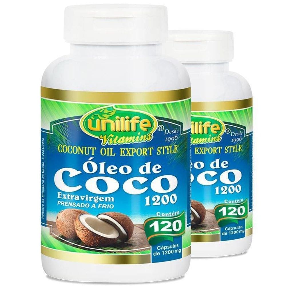 Kit 2 Óleo De Coco Extra Virgem 120 Cápsulas Unilife