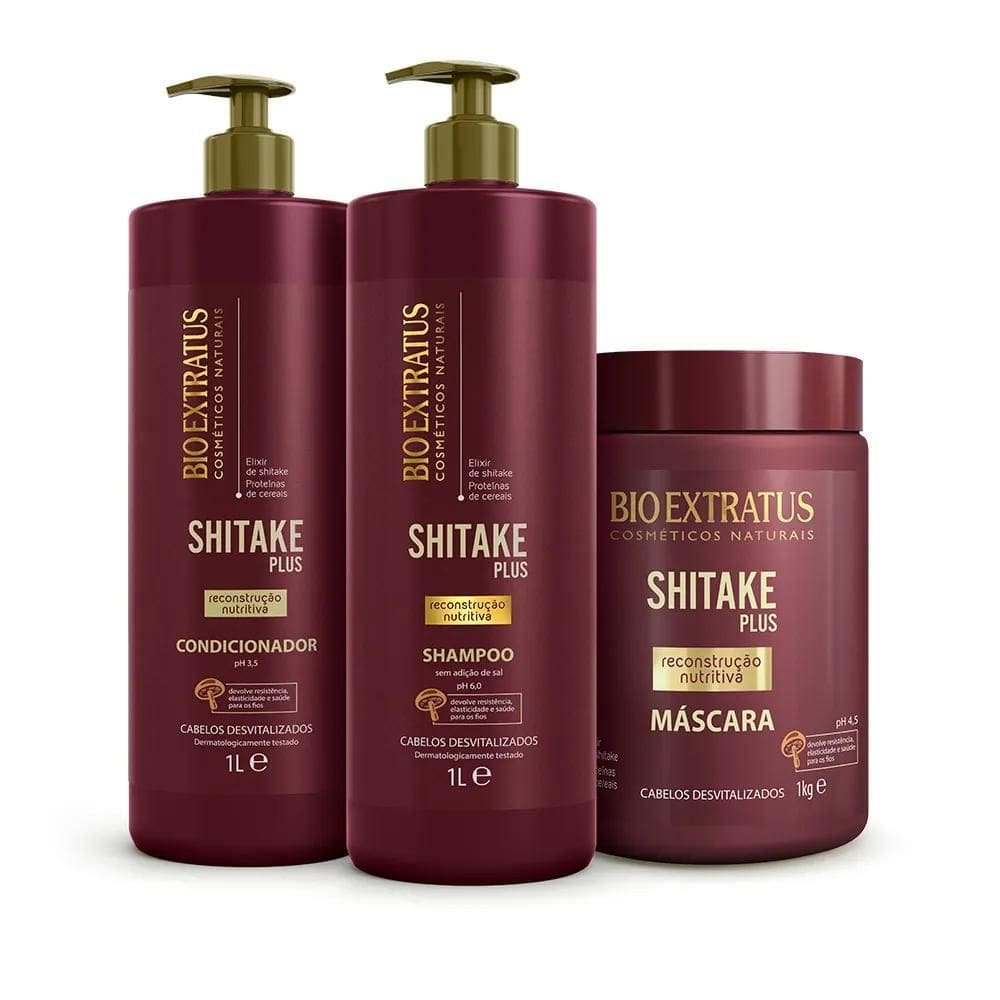 Kit Bio Extratus Shitake Plus Shampoo + Cond + Máscara 1L/Kg