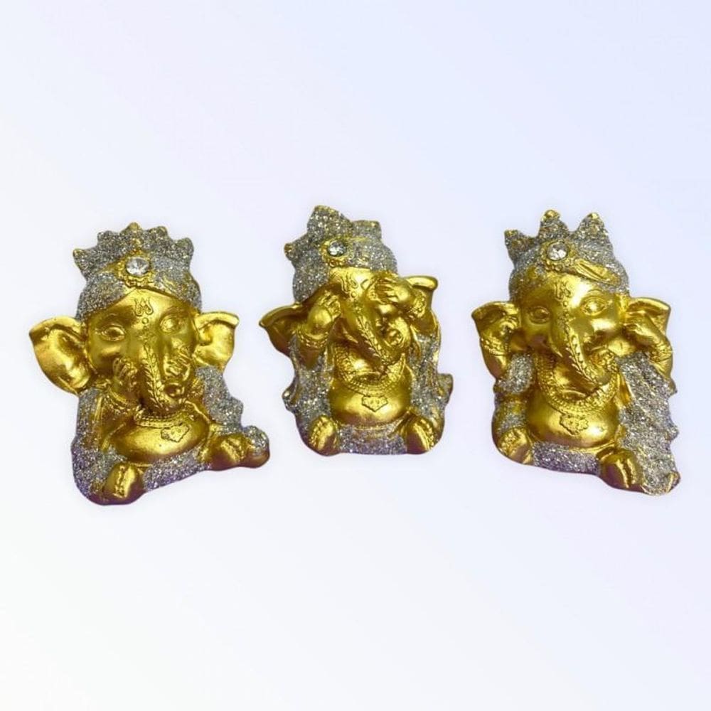 Escolha A Cor Trio Ganesha Cego Surdo Mudo 8 Cm Em Resina