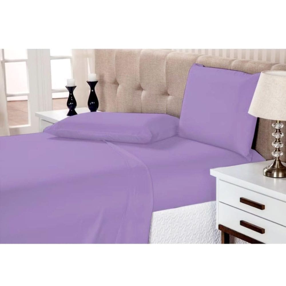 Jogo Lençol Cama King 4 Peças Rosa Bebe Microfibra Lilás