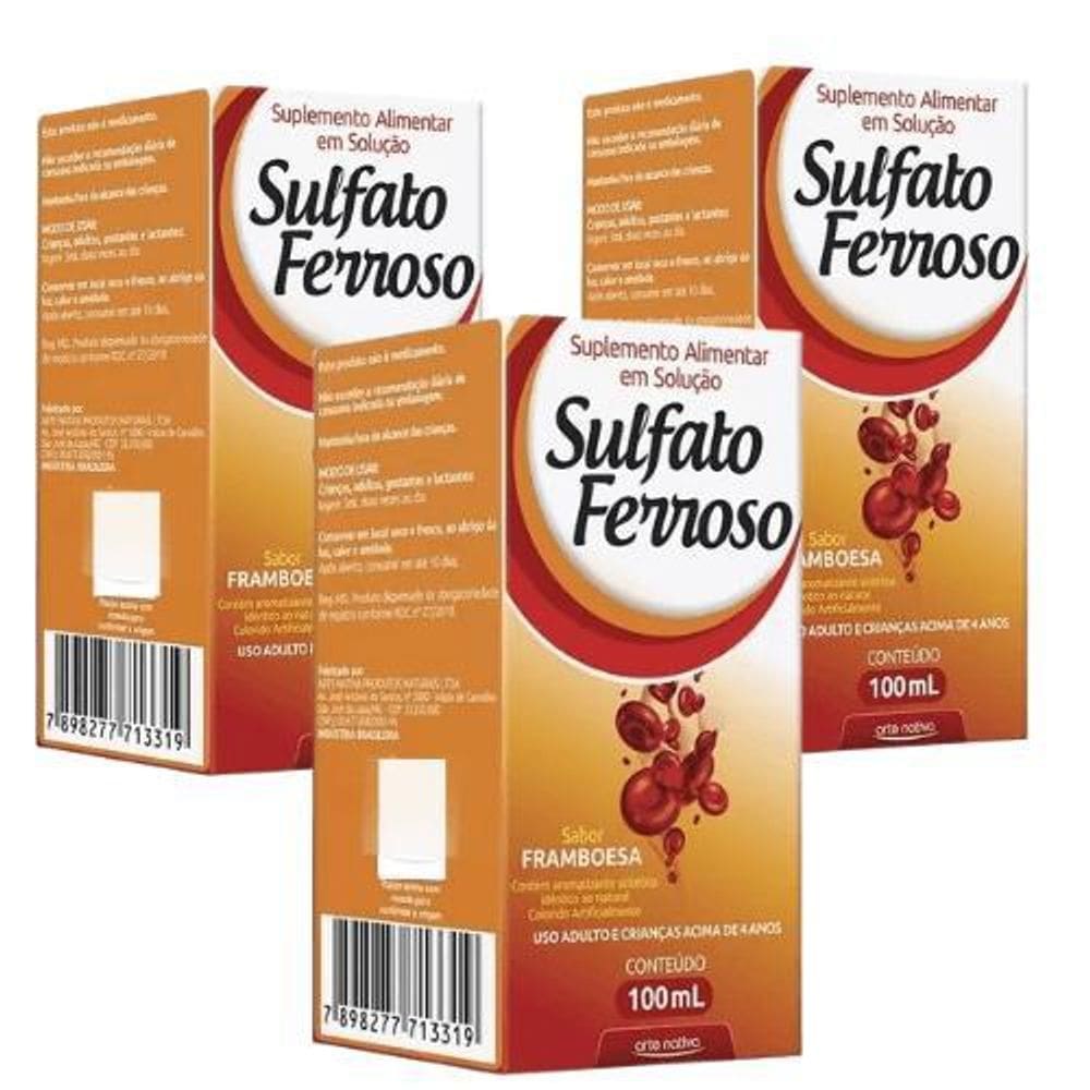 Kit C/3 Sulfato Ferroso Solução 100Ml - Arte Nativa
