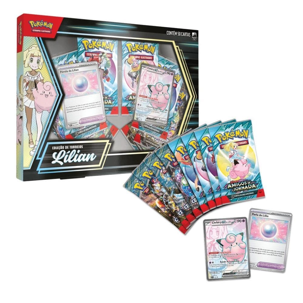 Cartas Pokémon Box Coleção De Torneios Lílian Clefairy Copag