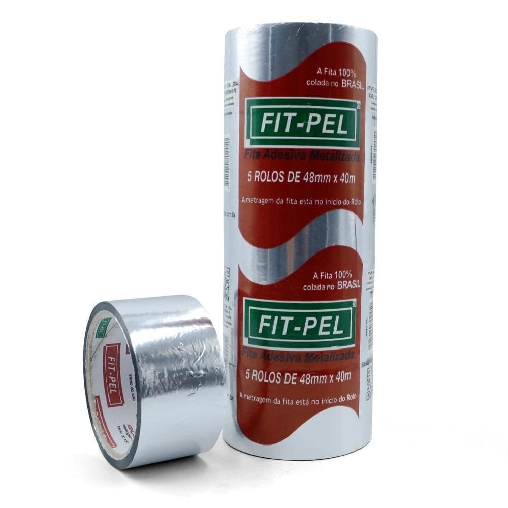 Fita Adesiva Aluminizada 48 Mm X 40 M Com 05 Peças Fit-Pel