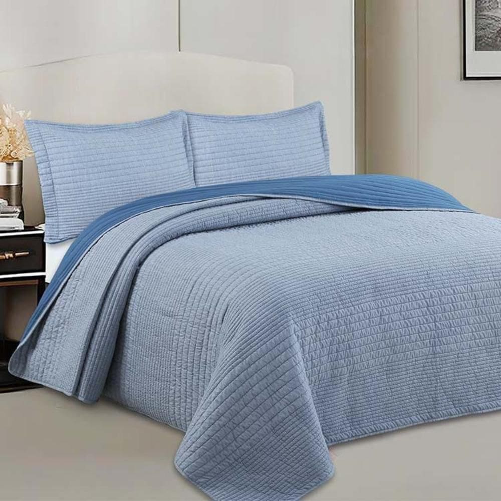 Colcha Cobre Leito Fusion Queen Camesa Azul