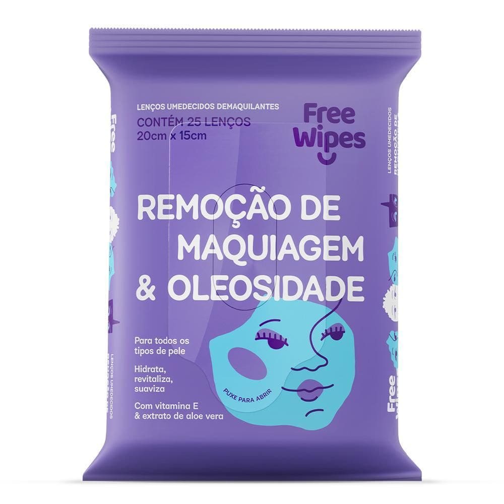 Lenço Umedecido Demaquilante Free Wipes - 25 Lenços