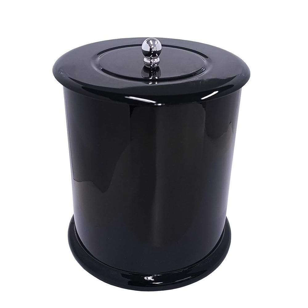 Lixeira Para Banheiro Mdf Redonda 6 Litros Preta Preto