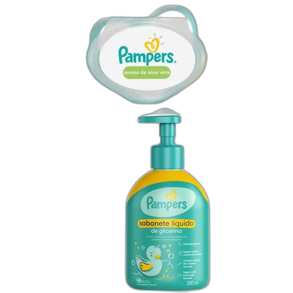 Kit Pampers Baby Sabonete Liquido Lenços Umedecidos Bebê 96U