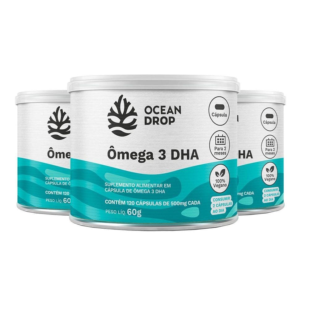 Kit 3 Ômega 3 Dha 460Mg Ocean Drop Vegano 120 Cápsulas