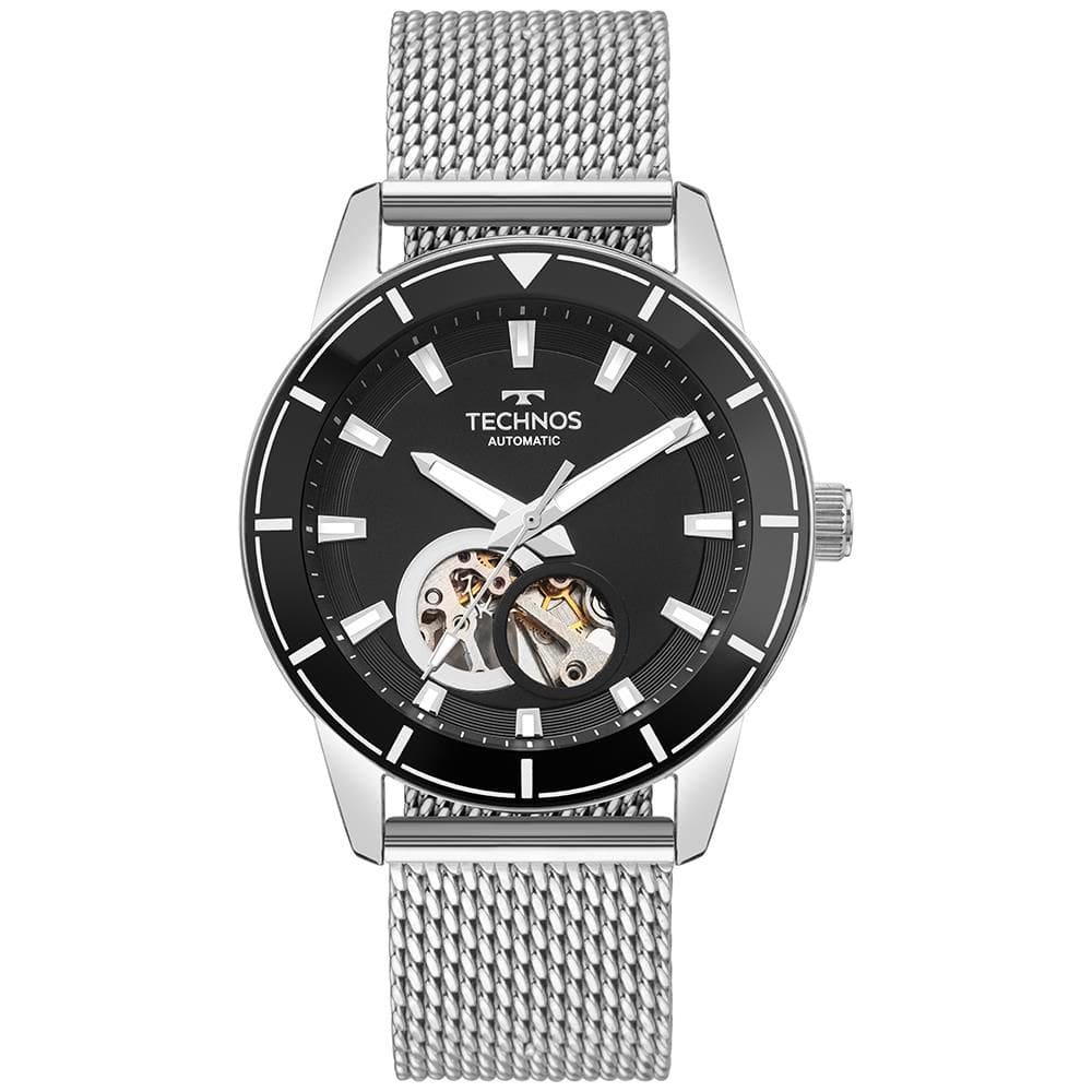 Relógio Technos Masculino Ref: G3265zhaa/1p Automático Mesh Prateado