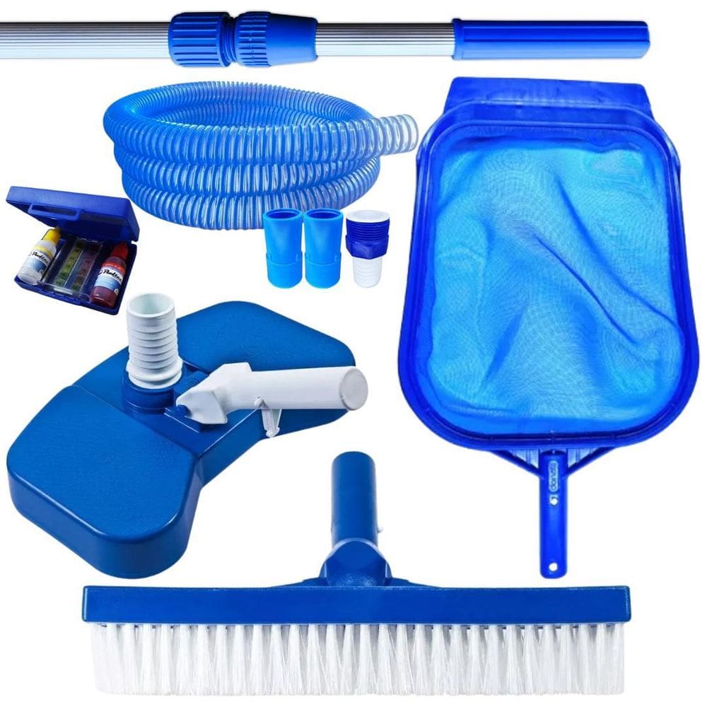 Kit Limpeza Piscinas Mangueira Silicone 5Mt Cabo 2Mt Estojo