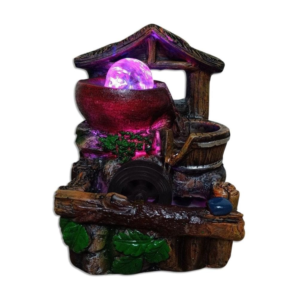 Fonte De Água Decorativa Led Cascata Paisagem Relaxante 2604