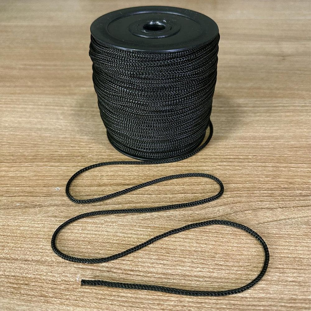 Fio Náutico Cordão Corda Preto 3Mm - Rolo 100 Metros
